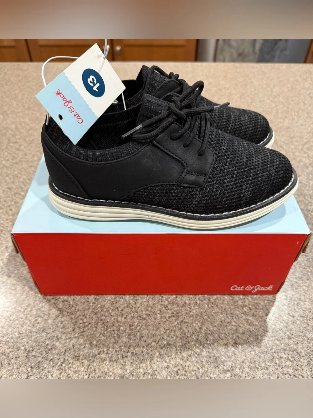 Cat & Jack Toddler Elijah Knit Shoes, Black, Size 13T, NEW!